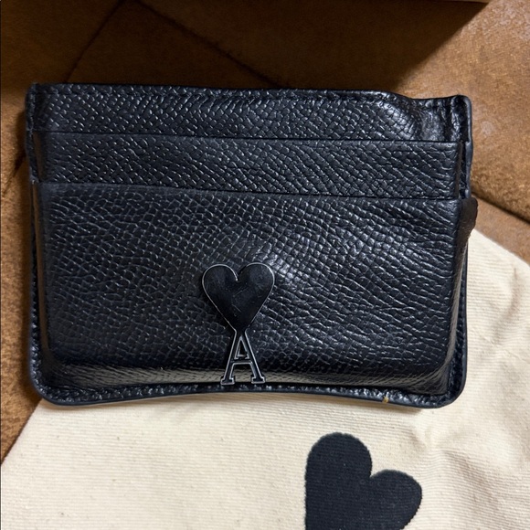 Alexandre mattiussi Ami Black Textured Leather Card Holder with box and dust bag